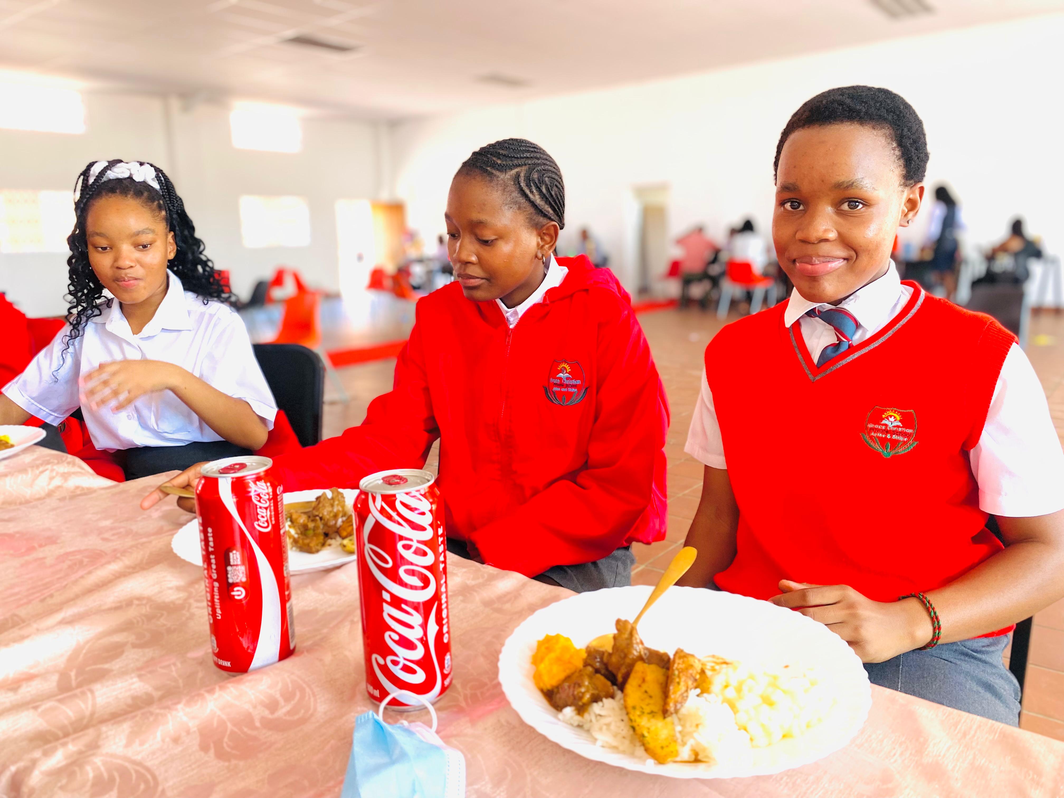 Students enjoying nutritious lunch 
